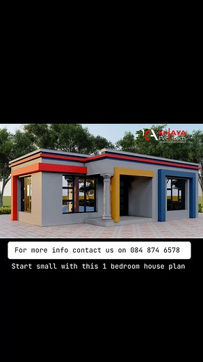 1 Bedroom Flat Roof House Plan for South Africa