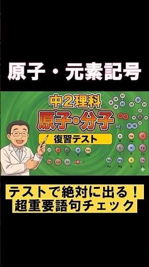 【中2理科 化学変化】原子・元素記号＜復習テスト＞ #shorts #中学理科 #元素記号
