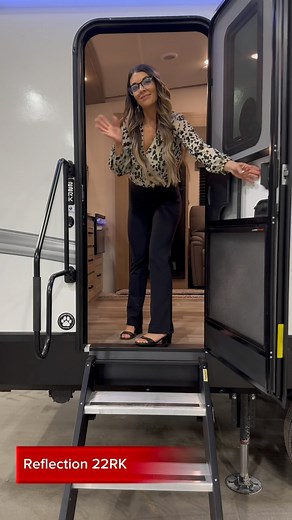 8.2K views · 92 reactions | Our Reflection 22RK comes equip with: • Shoe Storage • Theater Seating and Booth Dinette • 40” LED TV • Access to Bedroom and Bathroom while slide is in This 22RK has what you need to make every day a vacation day! #gdrv4life #granddesignrv #reflection #fifthwheel #traveltrailer #rvtravel #rvfloorplan | Grand Design RV | Facebook