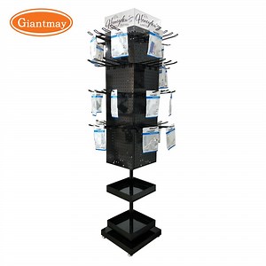 [Hot Item] 360 Spinning Metal Turntable Display Pegboard Hook Rotating Rack