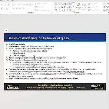 LS-Dyna Tutorial - Use of Mat_Glass To model behavior of glasses, including a ball impact on glass.