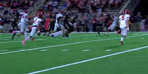 Timpson’s Terry Bussey takes the ball up the sidelines for a touchdown against Shelbyville