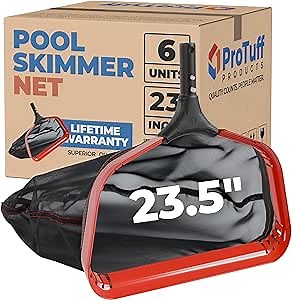 ProTuff 23" Fine Pool Nets for PROS – 6 Pack – “490 Promise” Unlimited, Unconditional Replacement - 3X Faster Than Vacuums – Wide Pool Skimmer Net with Deep Bag for Easy Maintenance of Leaves & Debris