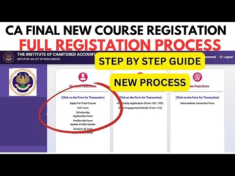 CA final New Course Registration Process | How to Register CA Final Course | CA final Registration