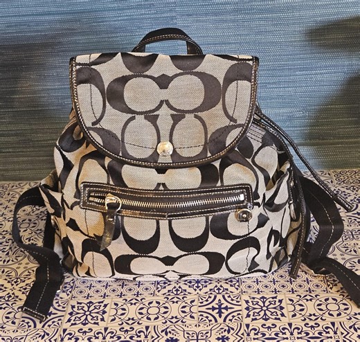 Vintage Coach Signature Backpack – Monogram Canvas Purse 10*11 - Etsy