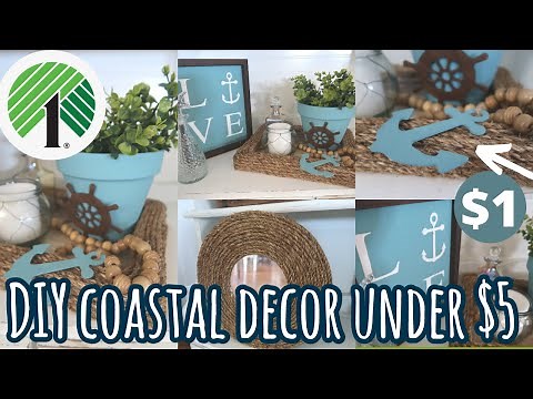 $1 Dollar Tree Coastal DIYS | Nautical Decor DIYs | Farmhouse Coastal Style | Nautical Rope DIYs