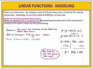 Linear Modeling - Given Rate of Change & Point (Part 2)