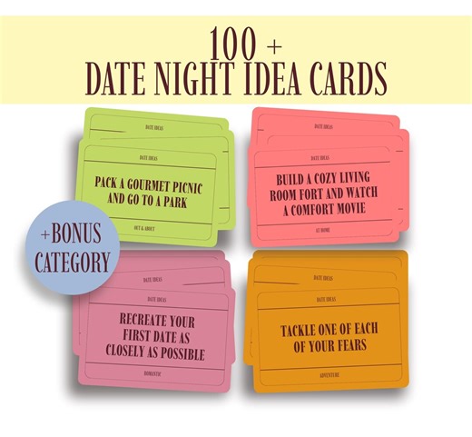 Date Night Cards Printable, Date Idea Jar, Fun Couples Gift, Couples Games and Challenge, Digital Download, 120 Ideas - Etsy