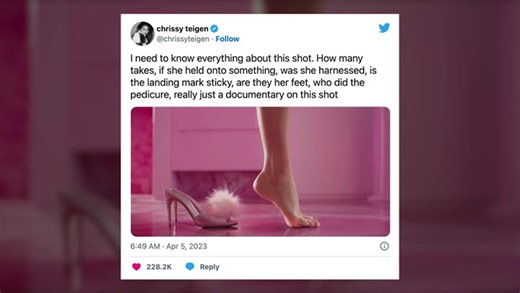 Chrissy Teigen Joins Legion Of Fans Obsessed With That Foot Scene In Margot Robbie’s 'Barbie' Traile