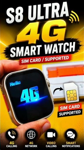 S8 Ultra 4G Smart Watch 🔥 Sim Card Supported Smart Watch #smartwatchreview #shorts