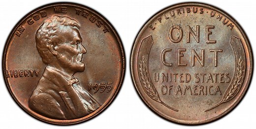 1955 1C Doubled Die Obverse, FS-101, BN (Regular Strike) Lincoln Cent (Wheat Reverse) - PCGS CoinFacts