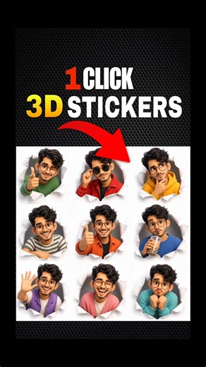 1 Click 3D Sticker AI Photo Editing | Turn Normal Photo into 3D Cartoon Stickers with ChatGPT