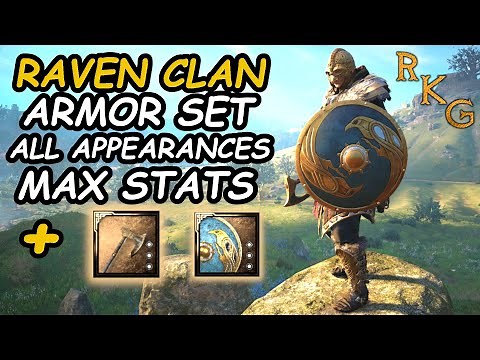 Raven Clan Armor Set All Appearances + Max Stats + 2 Bonus Weapons - Assassin's Creed Valhalla