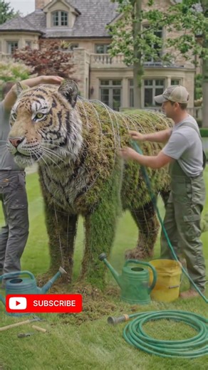 Metal Frame to Real Tiger Grass Sculpture 🤯#beforeafter #transformation #shorts
