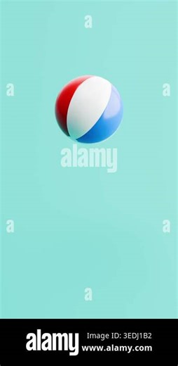 Beach Ball Bouncing on Blue Background with Copy Space, Vertical Portrait Format, Seamless Loop 3D Animation Stock Video Footage - Alamy