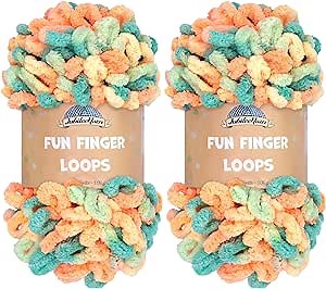 JubileeYarn Fun Finger Loops Yarn - 100g/Skein Jumbo Polyester - Eiar - 2 skeins