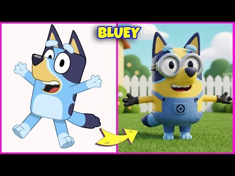 Bluey Characters As MINIONS 🤓🐩+ Guess The Voice & Song Quiz | Bingo, Coco, Bluey