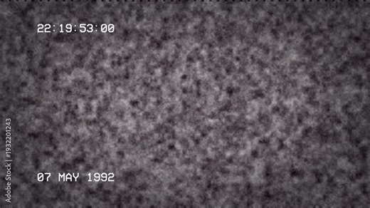Gray Vintage VHS Tape Static Noise Texture With May 1992 Date Overlay 4K