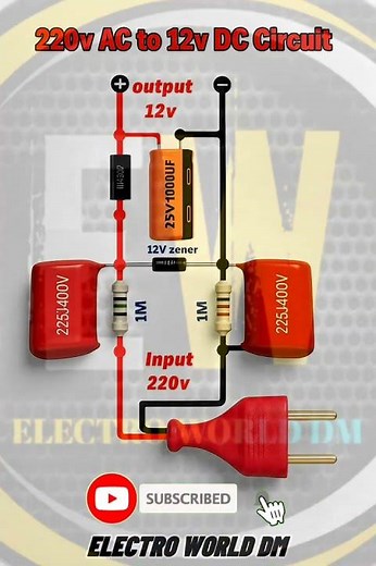⚡ 220V AC to 12V DC Circuit | Easy DIY Electronics Project 🔌#electronicsforbeginners #electroworlddm