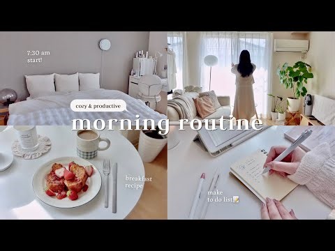 7:30am morning routine｜a calm & productive start to my day🌞｜self care, chores & breakfast 🍳