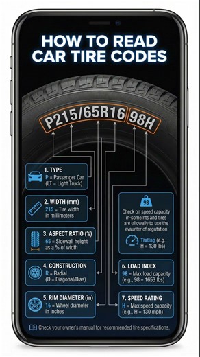 Tyre Codes of Car #automobile #cars #newcarguide