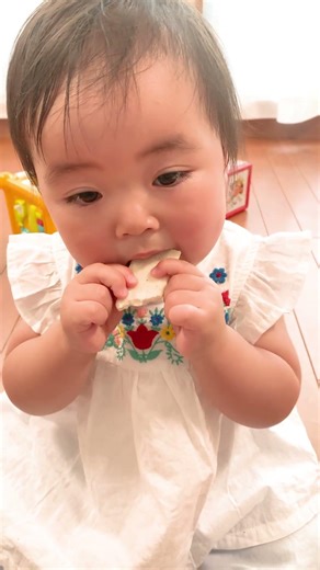 生後11ヶ月くらいのお煎餅を食べる赤ちゃん #生後11ヶ月 #赤ちゃん #可愛い