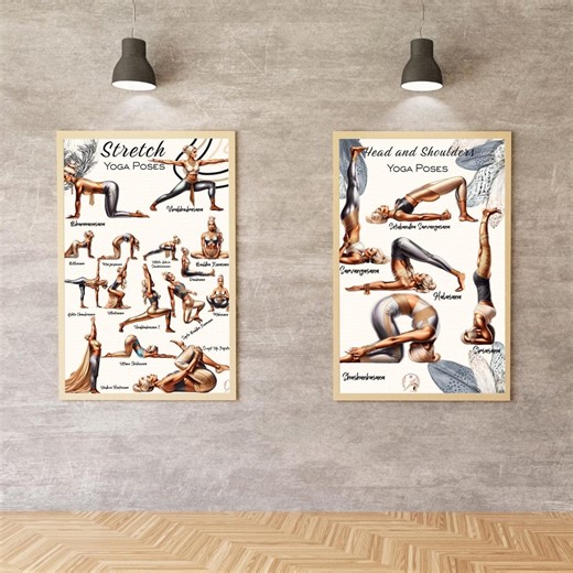 16 Yoga Poses Poster Set | Printable Yoga Pose Chart Bundle | Yoga Wall Art | Yoga Studio Decor, Yoga Asanas Guide | Instant Download - Etsy