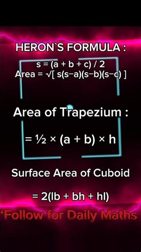 Class 9 Maths ke 3 MOST IMPORTANT formulas 🔥Cuboid + Trapezium + Heron’s Formula 💯Exam me pakka aane