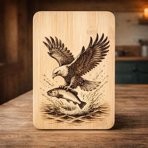 Bald Eagle Fishing PNG | Detailed Wildlife Engraving Design | Rustic Outdoor Art | Laser Engraving File | Instant Download - Etsy