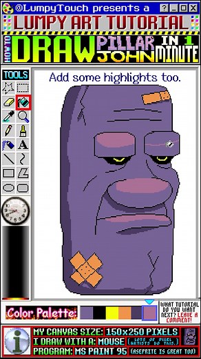 Draw Pillar John from Pizza Tower! 1 Min Tutorial #fyp #foryou #foryoupage #pizzatower #pizza #satisfying #fypシ #pixelart #tutorial #art #draw