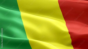 Mali waving flag. National 3d Malian flag waving. Sign of Mali seamless loop animation. Malian flag HD resolution Background. Mali flag Closeup 1080p Full HD video for presentation