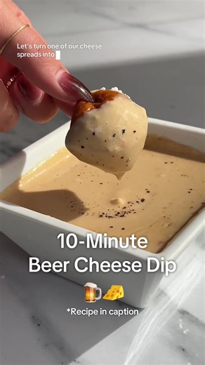10-MINUTE DI BRUNO BROS. BEER CHEESE RECIPE 🍺🧀 Ingredients: - One Container Di Bruno Bros. Smoked Gouda & Beer Cheese Spread - 1/4 cup Guinness - 1 tsp Dijon Mustard - ½ tsp Worcestershire sauce - 2-3 tbsp Parmigiano Reggiano (or measure with your heart) - Black Pepper (optional) Instructions: - Add the Smoked Gouda & Beer Cheese Spread to a small saucepan over low heat. - Slowly whisk in 1/4 cup Guinness until smooth. - Stir in 1 tsp Dijon mustard and 1/2 tsp Worcestershire sauce. - Mix in Pa
