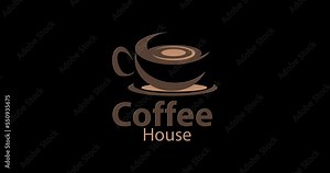 Cute Coffee Icon Logo Animation with Liquid Particles on Transparent Background. A good fit for the functioning of your coffee shop