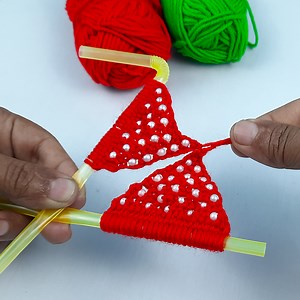 44K views · 222 reactions | Quick and easy trick to make strawberry using Drinking straw | DIY yarn strawberry | hand Embroidery tricks | Rana Craft | Facebook
