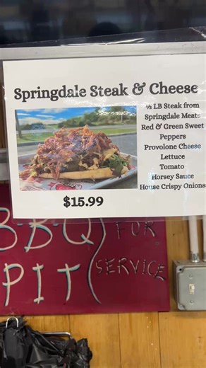 Last day for the Springdale Steak & Cheese! We also have brisket chili, hot by the serving or cold by the quart. ALSO, we close at 4pm today for a staff party 😄🎉 | Shaffer's BBQ & Market