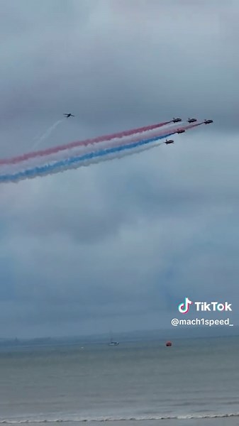 The Red Arrows Performing at Swansea Air Show in peak British weather... #redarrows #airshow2025 #swanseaairshow