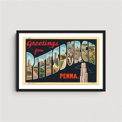 Pittsburgh PA 1935 Vintage Postcard Art Print - Etsy