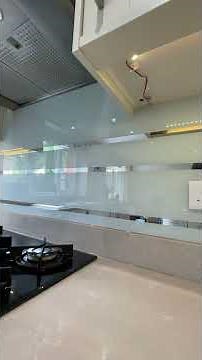 Sleek White Mirror Stripe Glass Splashback