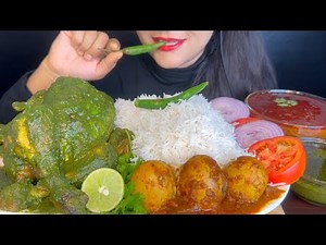 ASMR EATING WHOLE CHICKEN CURRY+RICE+SPICY EGG CURRY+SALAD *FOOD VIDEOS*
