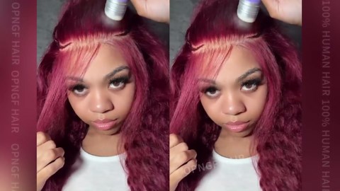 99J Burgundy Lace Front Wigs Human Hair 13x4 Deep Wave Lace Front Wigs Human Hair Pre Plucked with Natural Hairline for Women Curly Full Frontal Wig 200% Density HD Transparent Lace 20 Inch