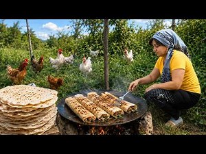 Daily Life in an Azerbaijani Mountain Village | Homemade Shawarma Cooking in Nature