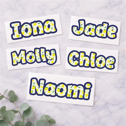 Personalised Lemon Name Sticker | Custom Name Decal | Cute Summer Aesthetic Vinyl Sticker | Water Bottle Laptop Name Sticker | Waterproof - Etsy