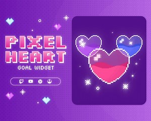 Pixel Heart Twitch Goal Widget • Cute Pixel-art Goal Widget for Twitch and Youtube Streamers (streamelements) - Etsy