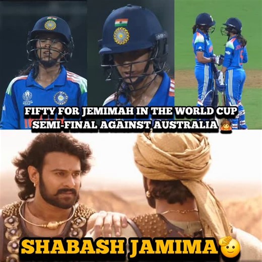 Damaal on Instagram: "She is putting a fight in the run chase, time to get a big Hundred. FIFTY FOR JEMIMAH IN THE WORLD CUP SEMI-FINAL AGAINST AUSTRALIA 🙇 - She is putting a fight in the run chase, time to get a big Hundred. #jamimahrodrigues #indvsaus #aahasuperuu"