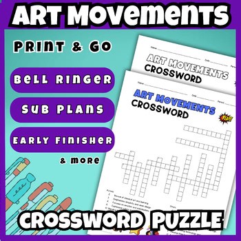 Art Movements Vocabulary Crossword Puzzle Activity Grades 6 7 8 Printable