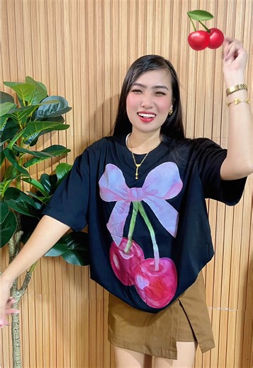 Korean Cute Fashion Bow Cherry Print Aesthetic T-Shirt