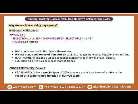 Question-42: Finding Working Days & Excluding Holidays Between Two Dates