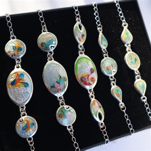 Handmade Silver Cloisonne Enamel Colorful Bracelets • Sterling/fine Silver • Luxury Gift - Etsy