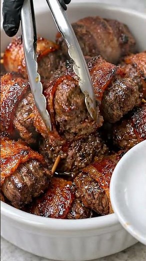 Bacon Wrapped Meatballs – 3 Ingredients, Maximum Flavor! #food #foodreels #foodie #easyrecipe