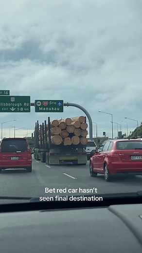 Final Destination Moments: Red Car and Log Truck